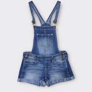 Womens XS Y2K Denim Shortall Cuffed Overalls Bibs Country Cowgirl Southwestern
